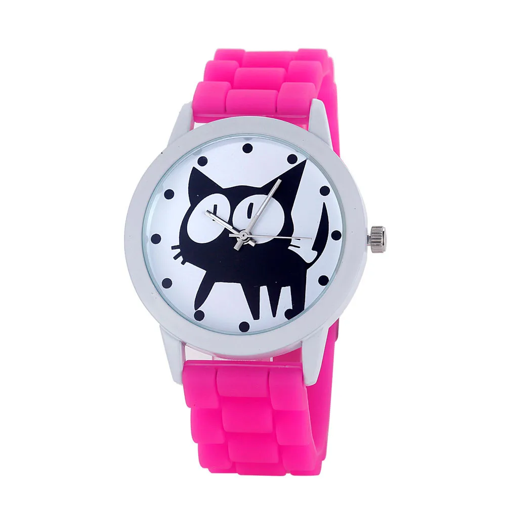 

Fashion Cute Cat Watch Women Rubber Quartz Wrist watch Clock Child Girls Sports Quartz-watch Relogio Feminino bayan kol saati