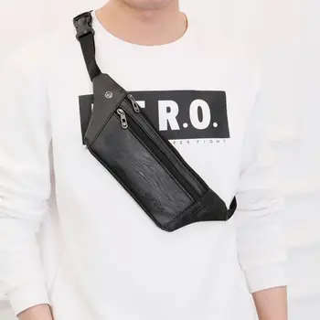 

THINKTHENDO High Quality Waist Pack Men PU Leather Belt Bum Waist Pouch Fanny Pack Crossbody Shoulder Sport Zip Bag