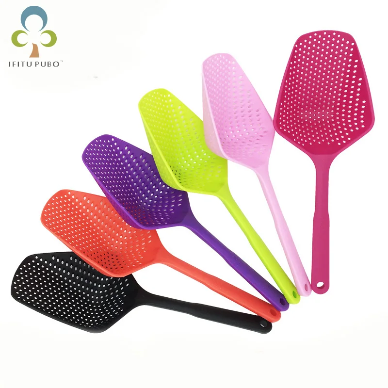 PP Plastic Non stick Colander Multicolor Large Long Handle Drain Shovel Scoop Strainer Kitchen