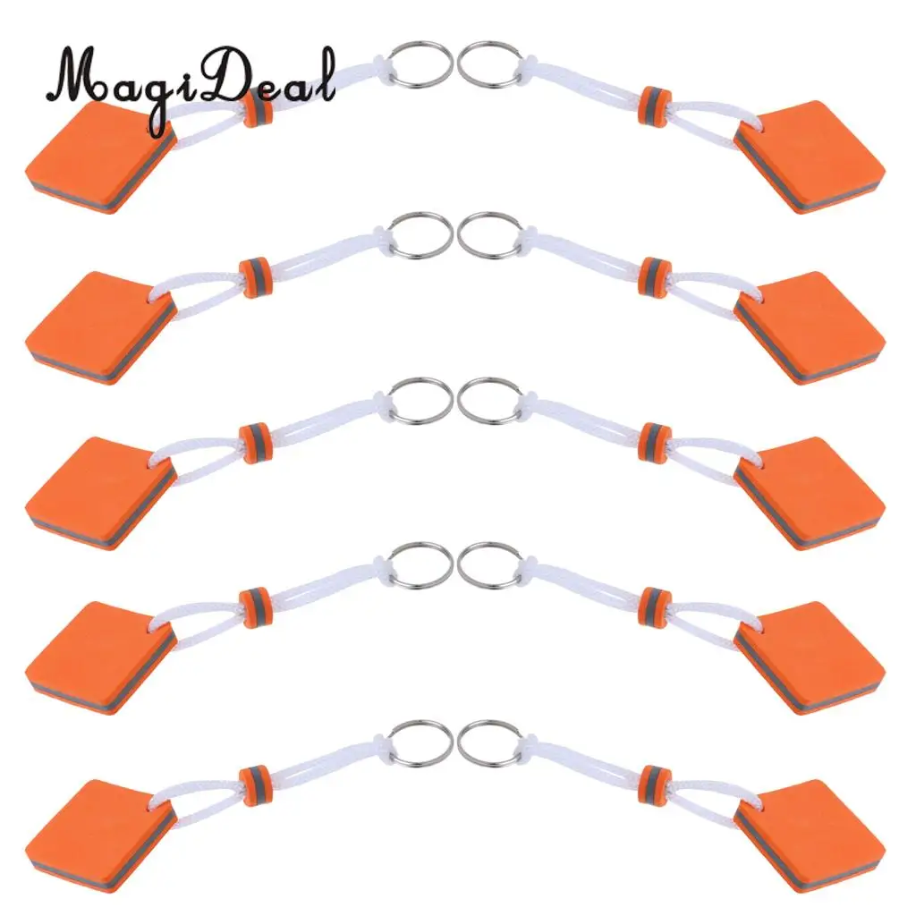 MagiDeal 10 Pieces Yachting Boating Floating Key Chain Key Ring- Square Shaped Orange
