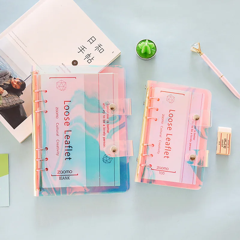

Colorful Laser Notebook Cover A5 A6 PVC Creative Binder Loose leaf Note book Diary Journ Planner Agenda 2019 School Supplies