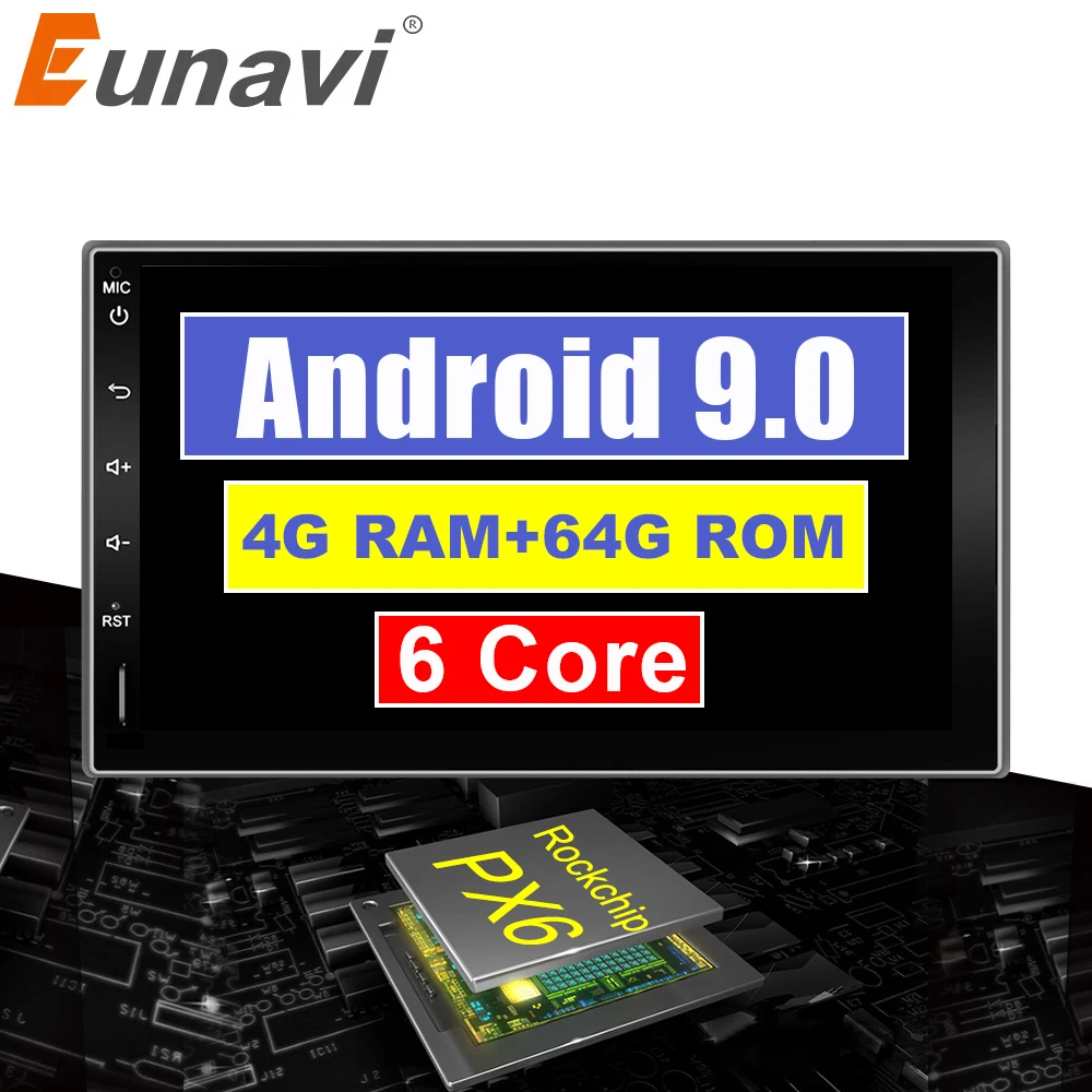 Eunavi 2 Din Восьмиядерный android 9 0 Автомобильный плеер универсальный gps Навигация
