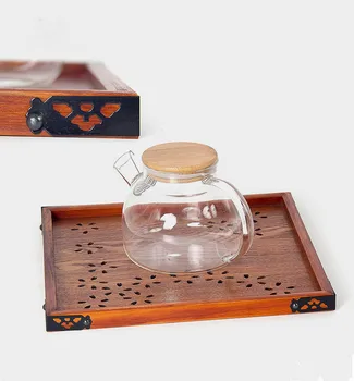 

1PC Natural Wood Serving Tray Wooden Plate Tea Food Server Dishes Water Drink Platter Storage Sakura Tray MF 022