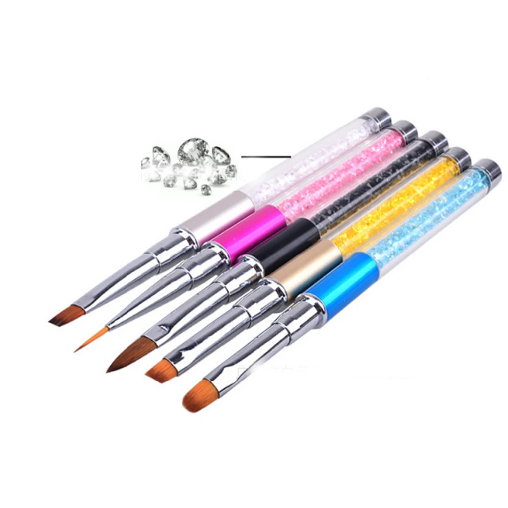 

Nail Art Brush Pen Rhinestone Metal Acrylic Handle Carving Powder Gel Liquid Salon Liner Nail Brush with Cap