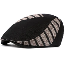 HT766 Новая мода осень-зима Для мужчин берет в полоску теплая кепи вязаная кепка Для женщин с закруглёнными краями и пуговицей сверху Кепка шапка унисекс берет таксиста