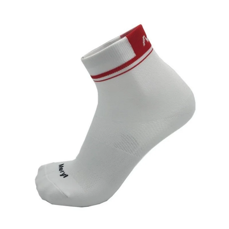 Летние короткие спортивные носки, впитывающие пот дышащие мужские носки для велоспорта, женские велосипедные носки, уличные носки для бега - Цвет: White-Red