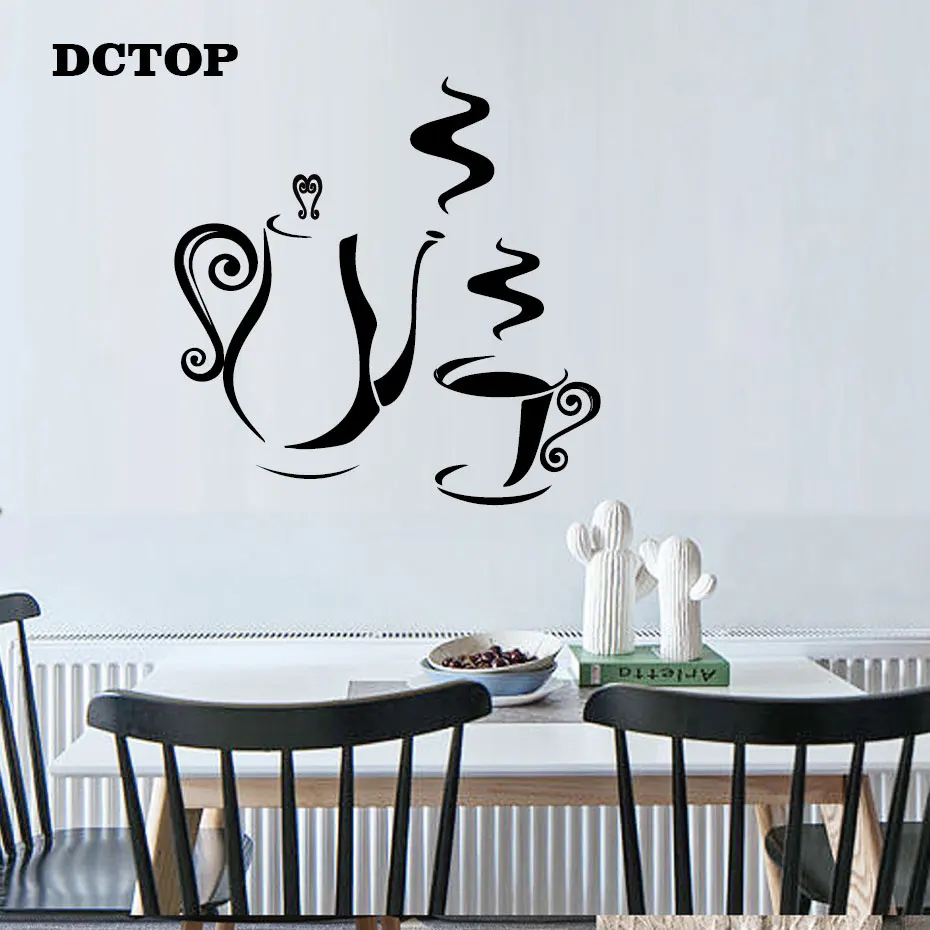 Fragrant Coffee Pot Cup Wall Sticker Kitchen Dining Room Decals For Coffee Shop Store Vinyls DIY Wall Art Home Decorative Mural (9)