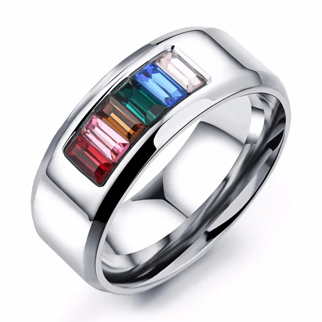 lgbt pride parades marches festivals rainbow crystal ring stainless steel jewelry lesbian gay engagement wedding rings - Gay Wedding Ring lgbt pride parades marches festivals rainbow crystal ring stainless steel jewelry lesbian gay engagement wedding rings - Gay Wedding Ring