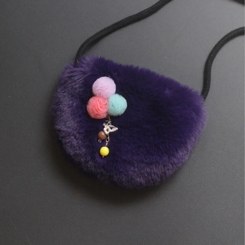 purple Стильный кошелек из искусственного меха для девочек, Детский кошелек, маленький кошелек для мелочи, Детская сумка, держатель для денег, Детская сумочка - Цвет: purple