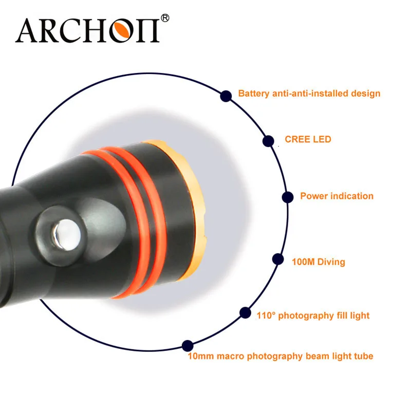ARCHON D11V-II W17V-II d11v Дайвинг видео светильник 1200 лм 100 м подводный светильник s* L2 U2 светодиодный вспышка светильник фотографии погружения фонарь