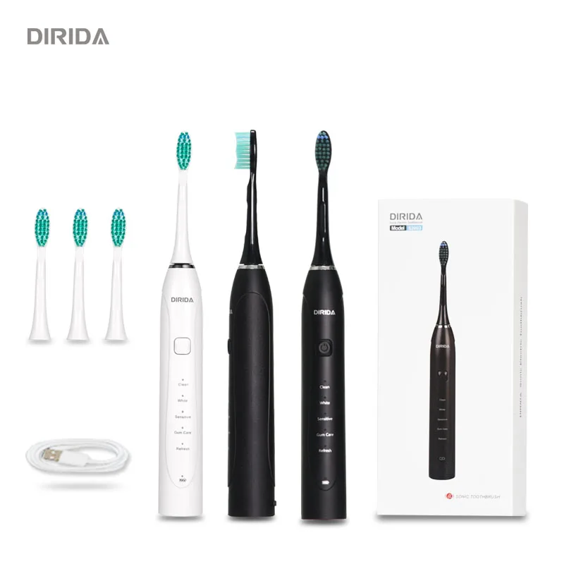 DIRIDA S2003 черная белая звуковая электрическая зубная щетка перезаряжаемая электрическая зубная щетка+ 3 шт щетинки DuPont для здоровья полости рта