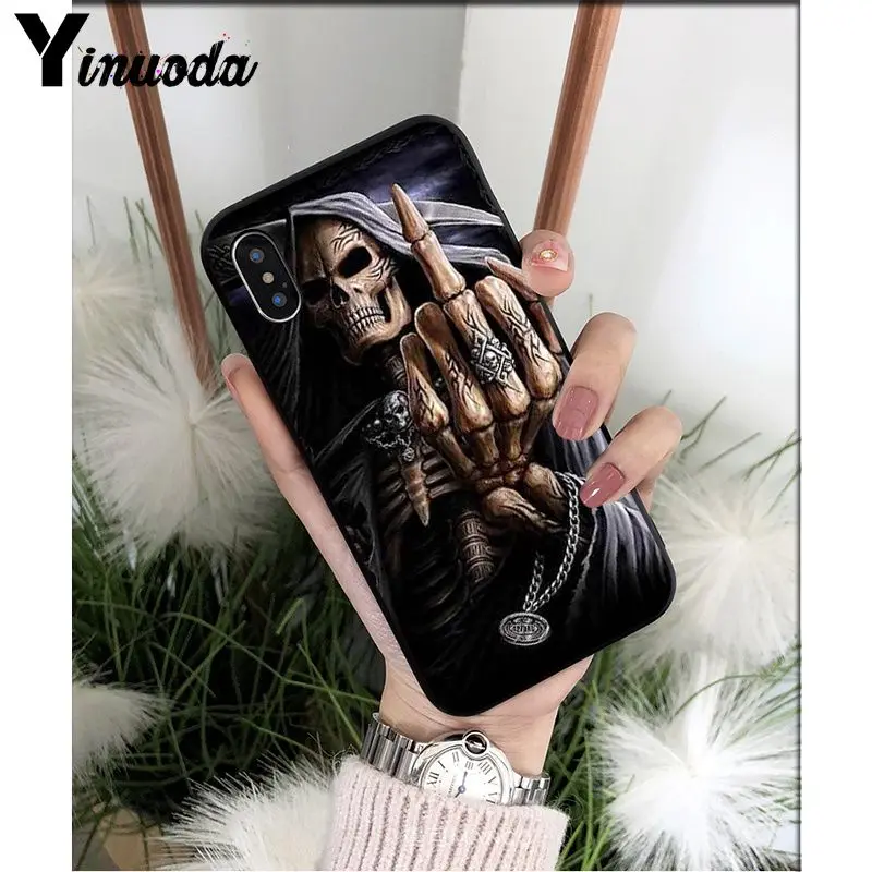 Yinuoda Grim reaper череп скелет DIY Роскошный Высокий протектор на конце чехол для iPhone X XS MAX 6 6S 7 7plus 8 8Plus 5 5S XR