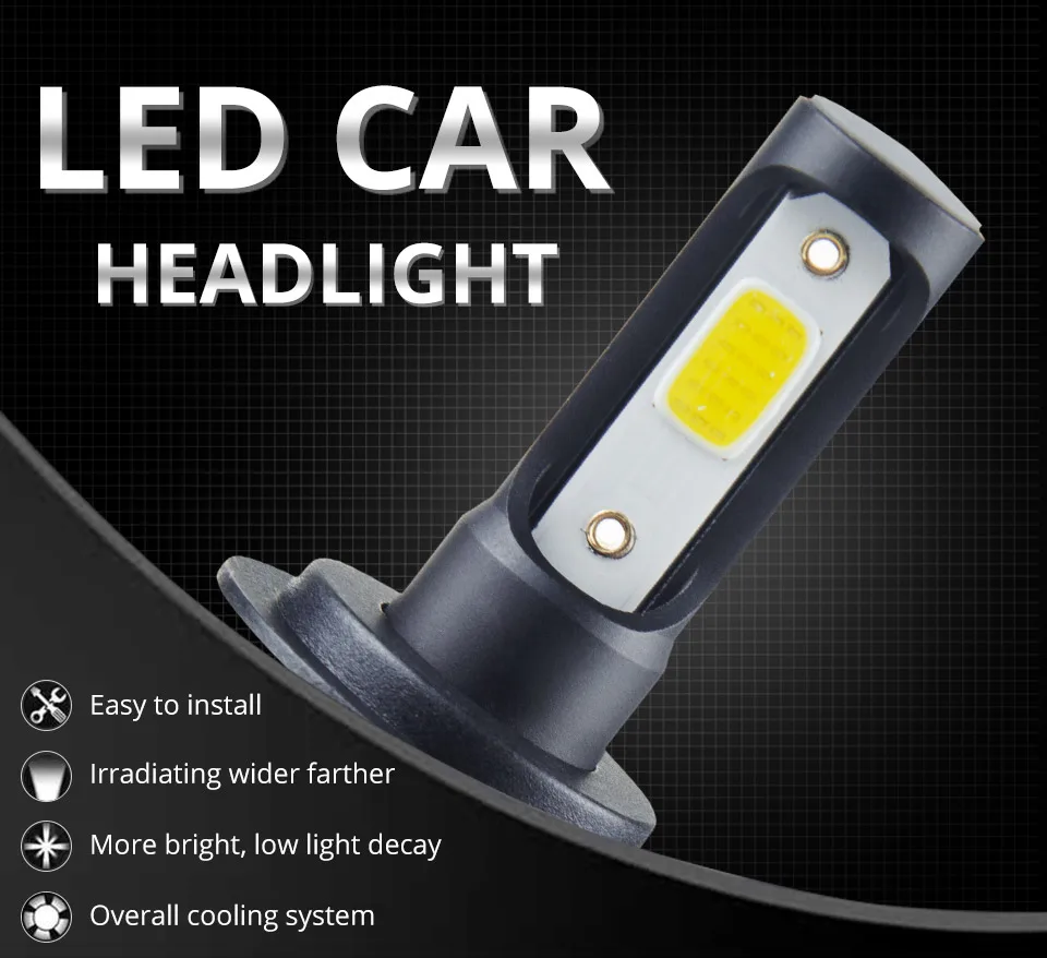 Aceersun H7 LED Bulb Car Headllight H4 LED H1 H11 9005 72W Fog Light 12V 24V Auto Headlamp Lamps 8000LM 6500K Car mini cob chip (1)