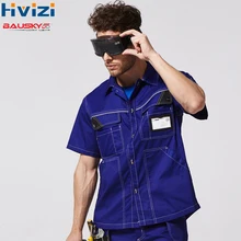 Мужские хлопковые рубашки с коротким рукавом из полиэстера, Мужская рабочая одежда, мужские футболки-униформы для работы