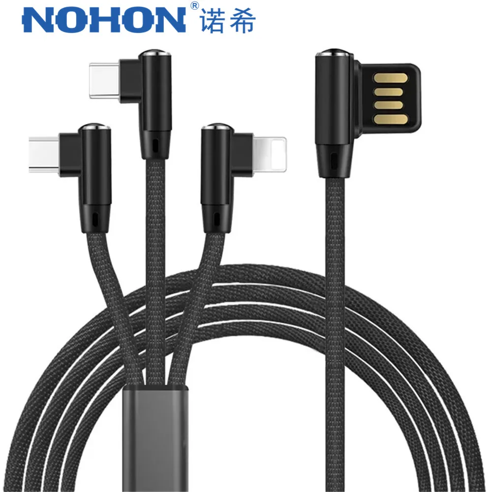

NOHON Fast 3 In 1 Micro USB Type C Charger Cable For iPhone X 7 8 6 6S Samsung S7 Xiaomi 5 Lighting Phone Charging Cables 1.5M