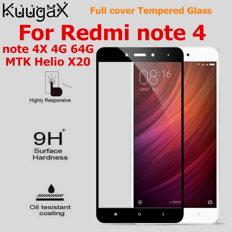 

For redmi note 4 Full cover Tempered Glass PRO MTK Helio x20 original Screen protective smartphone toughened 5.5 inch display 9H