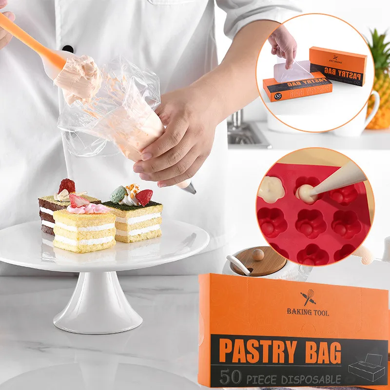 

50pc Large Disposable Cake mold baking DIY chocolate tools accessories Semi-Clear Icing Frosting Filling Pastry Piping Bag Pack
