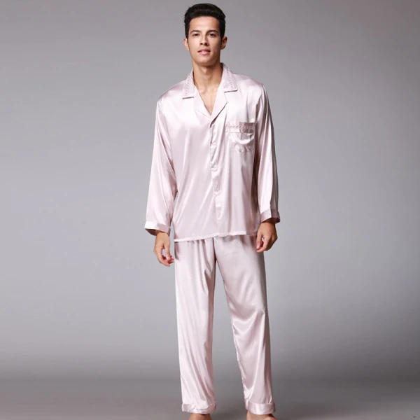 Buy SSH002 Autumn Spring Men Nightgowns Male Full Sleeves and Pants Pajama Sets