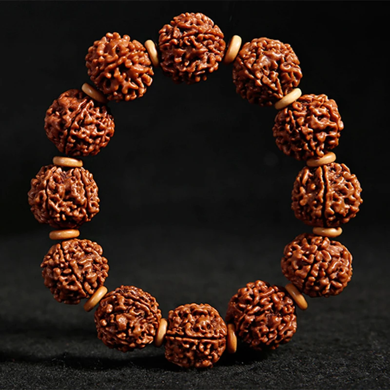 Braccialetto Di Preghiera Tibetano Kingkong Bodhi Da 18Mm Perline Rotonde Rudraksha Bodhi Buddha Braccialetto Di Preghiera Braccialetto Japa Mala