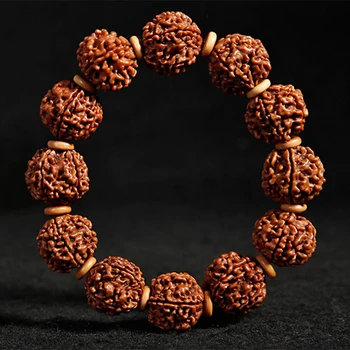

JoursNeige Tibetan Kingkong Bodhi Bracelet 18mm Beads Round Rudraksha Bodhi Seeds Buddha Prayer Bracelet Japa Mala Wristband