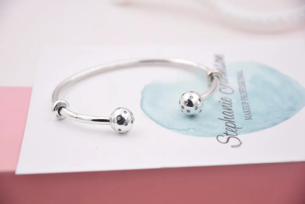 

2017 New Authentic 925 Sterling Silver Starlight shines Open Bangle For Women Fit Original panqiou Charm Bracelet Brand Jewelry
