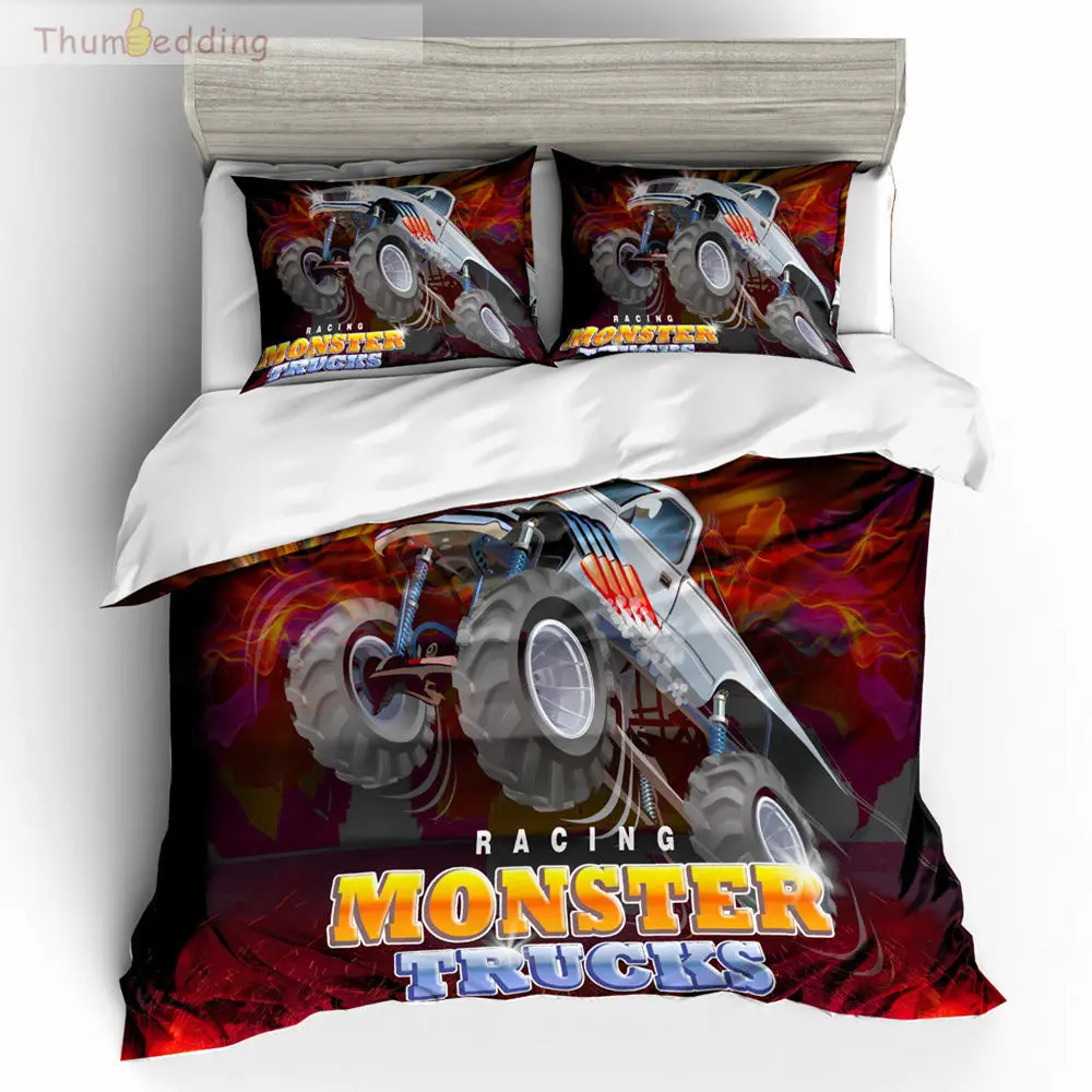 

Thumbedding Monster Trucks Racing Bedding Set Cartoon 3D Duvet Cover Set King Size Twin Full Queen King Decorative Bed set