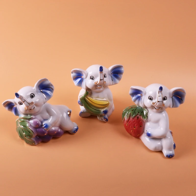 

Lovely Ceramic Decoration Handcraft Animal Miniatures Elephants Ceramic Figurines for Home Decor Decoration Articles Friend Gift