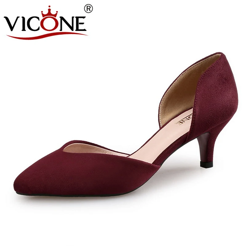 

VICONE Women Spring/Autumn Flock Casual Pointed Toe Retro Sweet Heels V488711