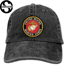SAMCUSTOM американский морской корпус-USMC 3D персональные потертые джинсовые шапки осень лето мужские и женские Гольф солнцезащитные хоккейные кепки