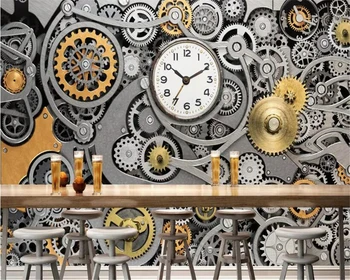 

beibehang papel de parede 3d European and American mechanical gear bar KTV3d wall wallpaper background wall papers home decor
