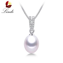 Модное, ААА Цирконий, натуральный пресноводный жемчуг кулоны из нержавеющей стали для Для женщин элегантные платья; платья серебряного цвета 925 Цепочки и ожерелья 45 см ювелирные изделия с коробкой