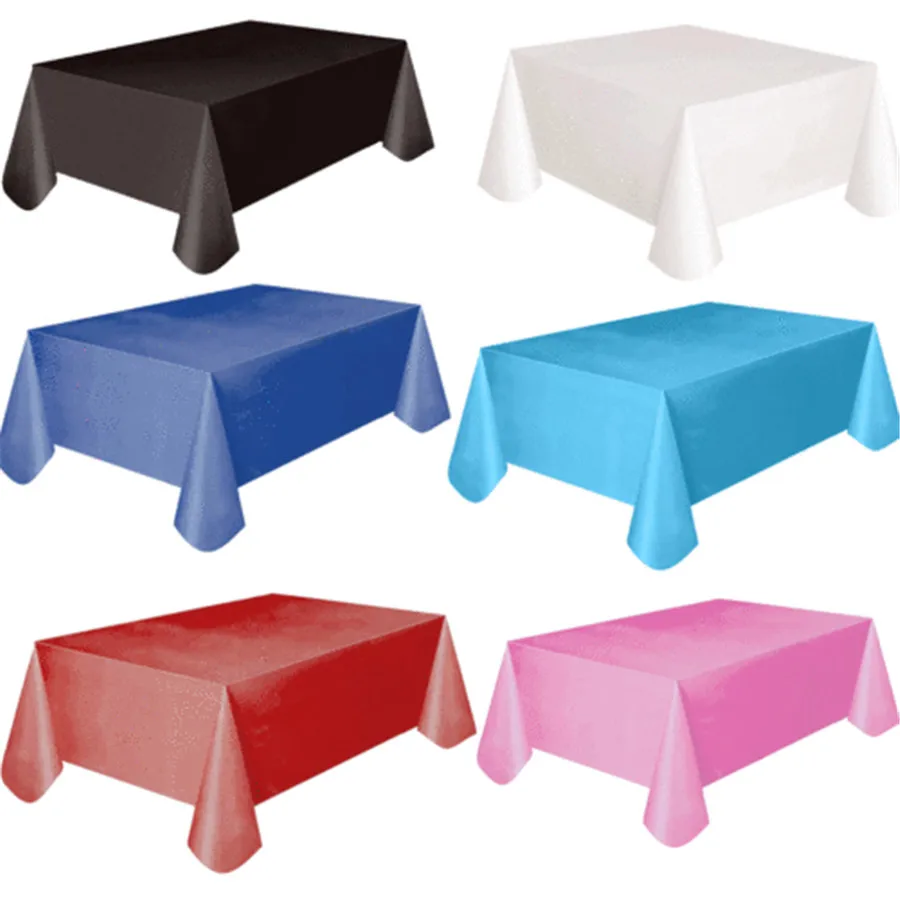 

137x183cm Plastic Disposable Tablecloth Solid Color Wedding Party Table Cover Rectangle Desk Cloth Wipe Covers for Events Home