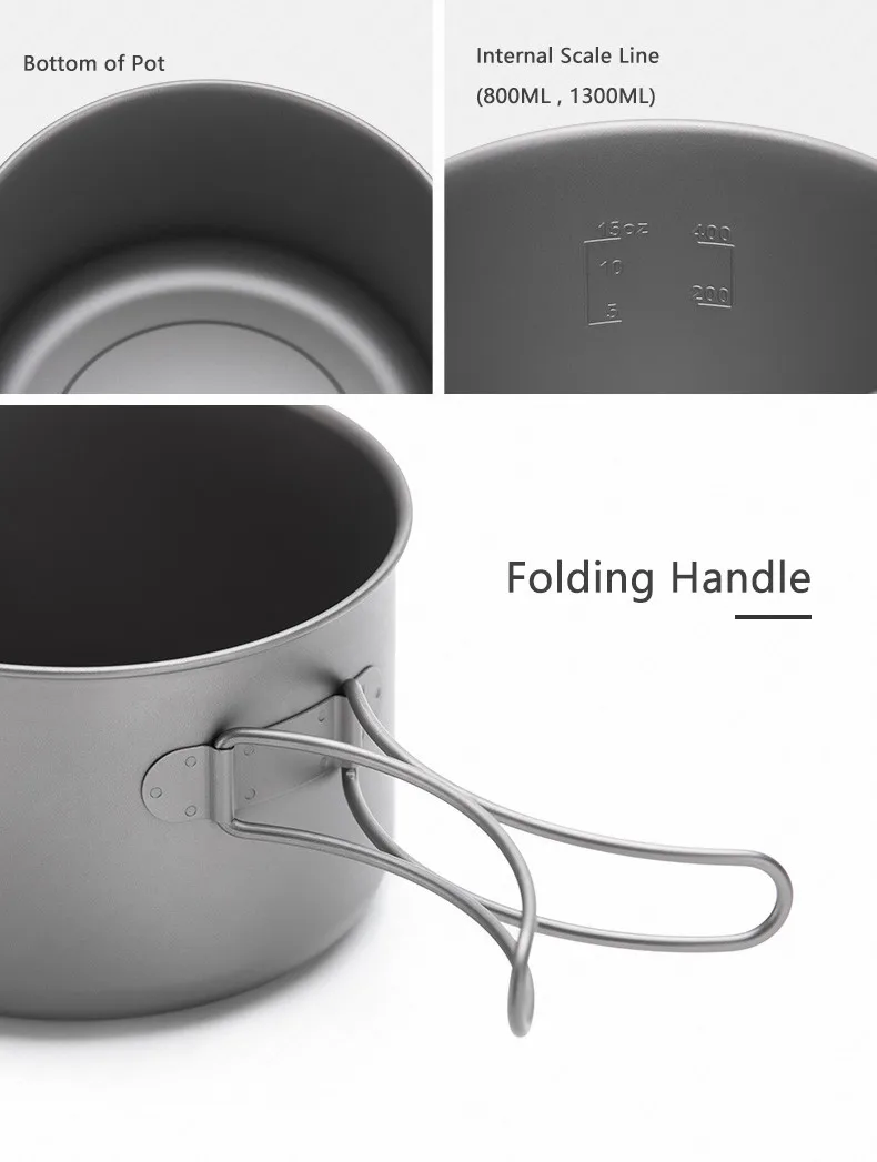 Livre de Acampamento do Piquenique Talheres de Titânio Pote com Alça Luz ao ar Naturehike Alta Qualidade Panelas Pan Caneca Frigideira Dobrável Pot 7 Louça para ar livre