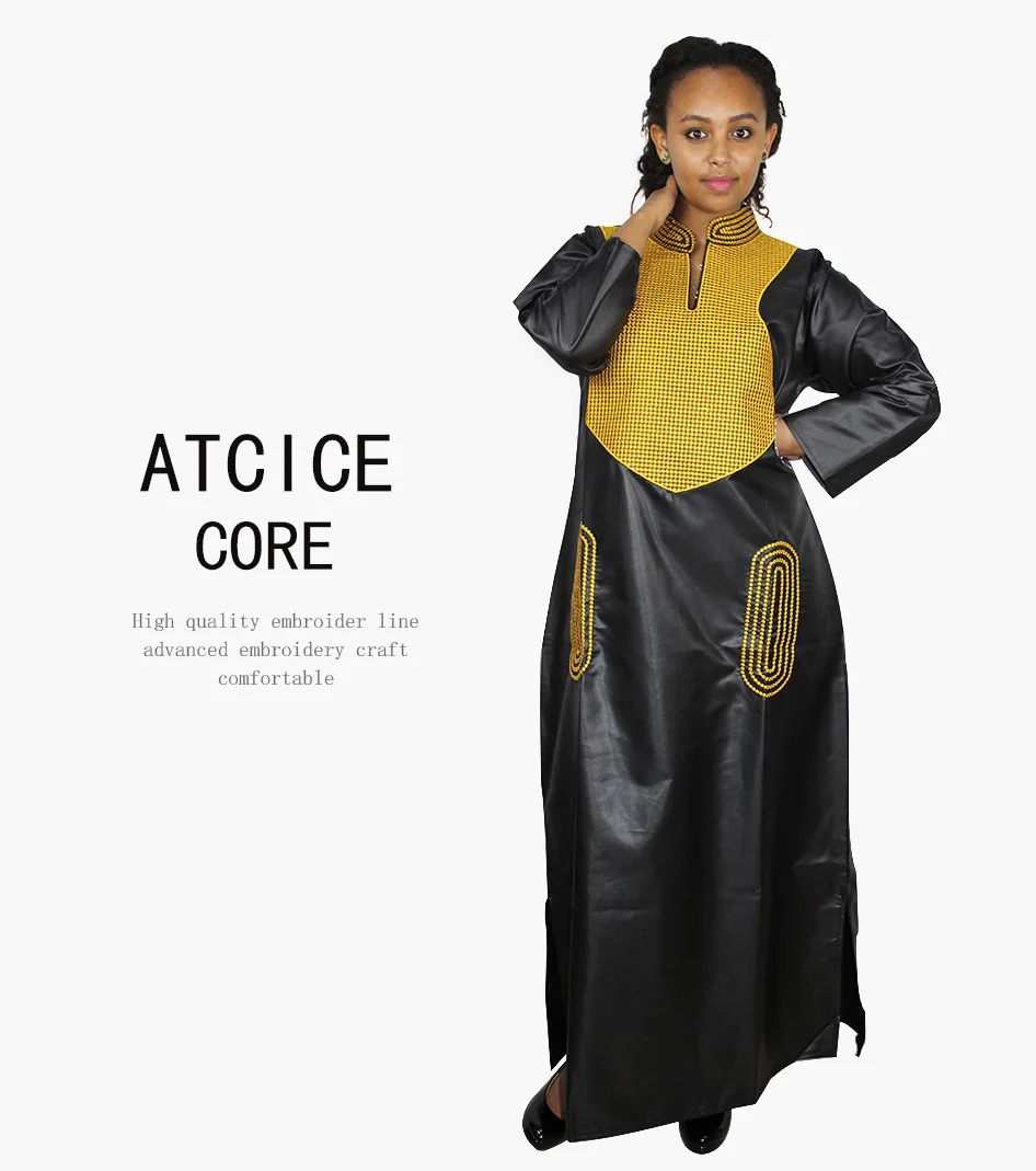 Африканские платья для женщин из мягкого материала, дизайнерское платье с вышивкой LA070