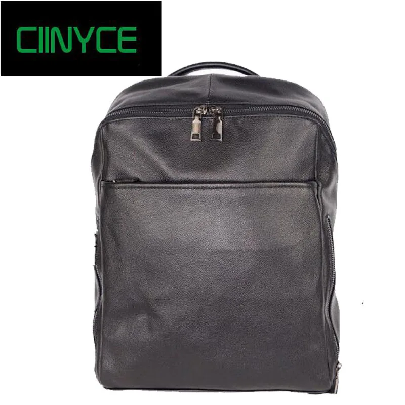 Genuine Cow Leather Nature Skin Soft Cowhide Men's Black Laptop Back Pack Bags Casual Fashion Travel School Backpacks men s black soft cowhide back pack multifunctional genuine cow leather12 9 inches laptop rucksack male schooltravel shoulder bag