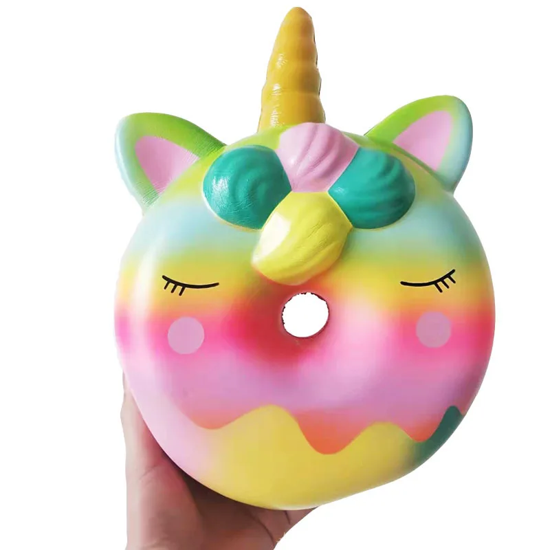 Большие сжимаемые гигантские медленно растущие игрушки Squishi Unicornio Kawaii пончик