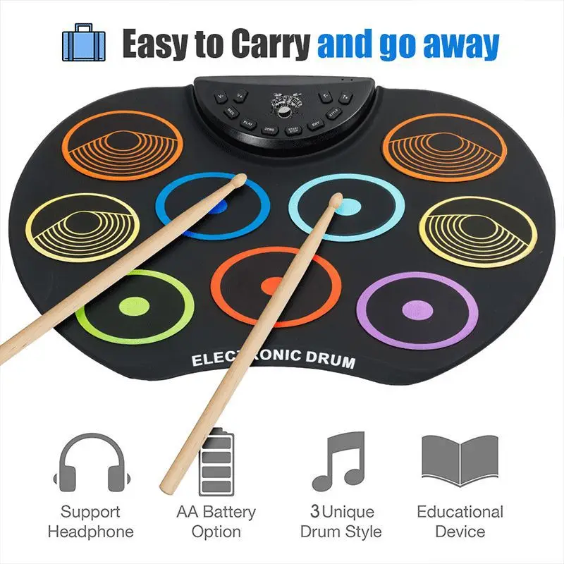 

Coloured Hand roll Rack Drum For Beginners Of Percussion Instruments Usb Handroll Electronic Drum