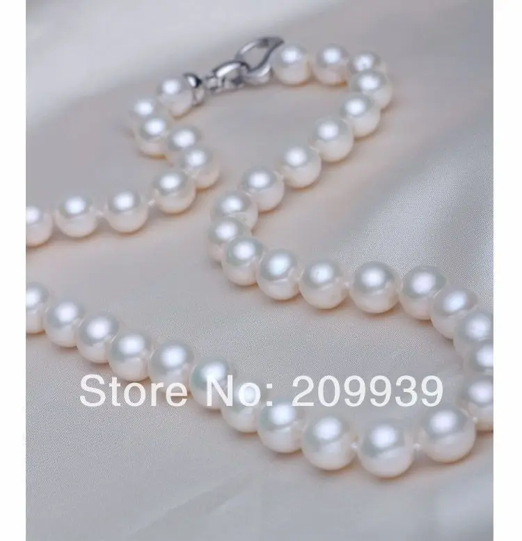 

huij 003368 Natural 10-11mm AA++ top rating white pearl necklace