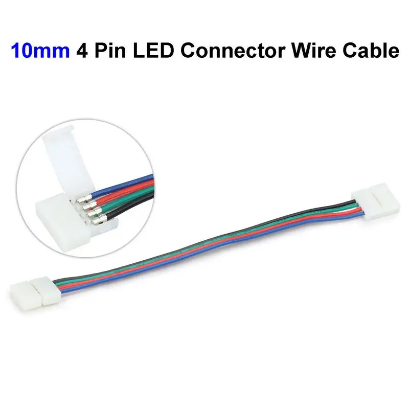 

5pcs 10mm 4pin LED Connector Wire Adapter For SMD 5050 3528 RGB LED Strip PCB Board Connectors Cable No Soldering
