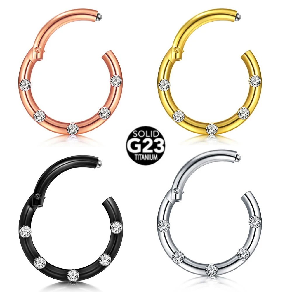 

1Piece G23 Titanium Segment Hinged Rings Septum Nose Clicker Piercing Nose Lip Earrings Helix Nose Piercing Body Jewelry