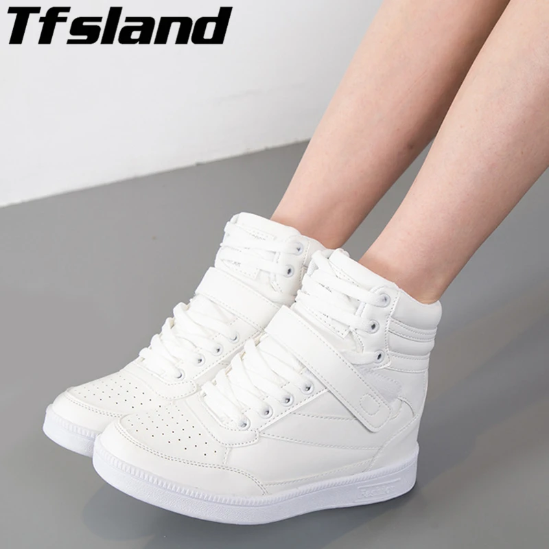 

2019 Female Winter Warm Ankle Boots High Heel Breathable Walking Shoes Sneakers Women Height Increasing Soft Hidden Wedges Shoes
