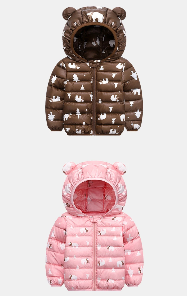 Parka para Meninas com Capuz Jaqueta de Inverno Sundae Anjo Impressão Animal Crianças Outerwear Bonito Quente Meninos Eiderdown Algodão Cabolsa 20 Sundae anjo parka para meninas com capuz