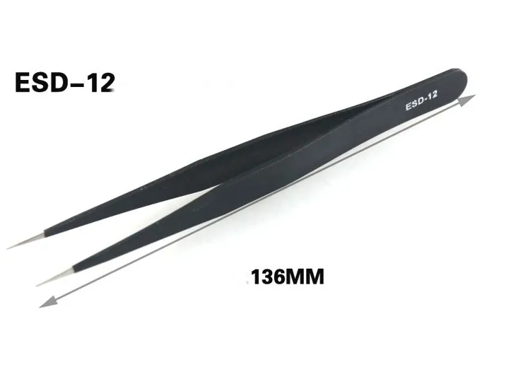 

SZBFT 2pcs ESD-12 Anti-Static ESD Tweezers Electronic Rework Tool Set Anti-Magnetic Tweezers DIY Tools Electronic Part Repair