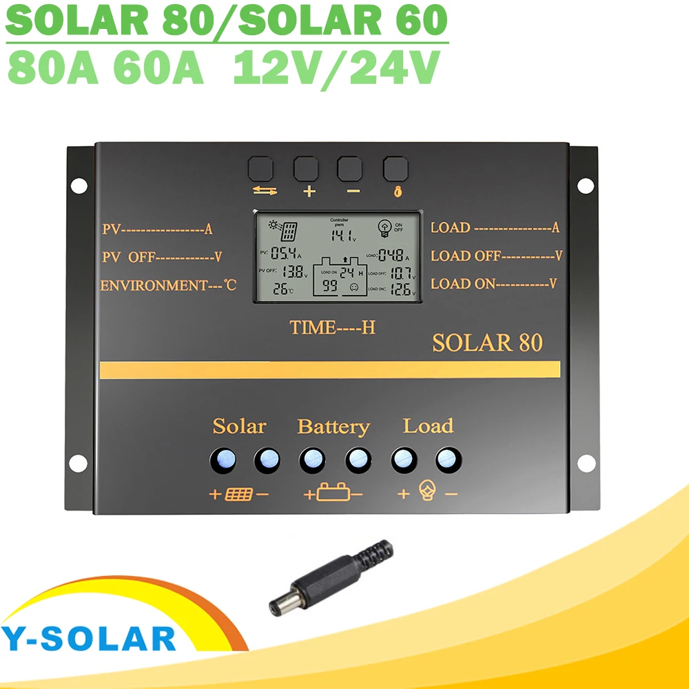 80A Solar Charge Controller 12V/24VDC PWM Battery Charger Regulator 960W/1920W 80A Solar Charge Controller 12V/24VDC PWM Battery Charger Regulator 960W/1920W