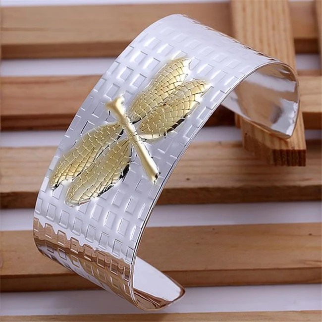 

Hot sale silver plated 925 fine jewelry,Wholesale free shipping 925 piercing fashion Bangles Dragonfly Bracelets B004/ajeajala