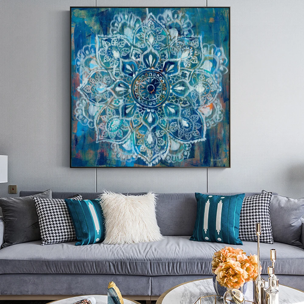 Us 4 3 35 Off Abstract Mandala Flower Wall Posters And Prints Large Size Bright Color Modern Flower Canvas Painting Cuadro Pictures Home Decor In