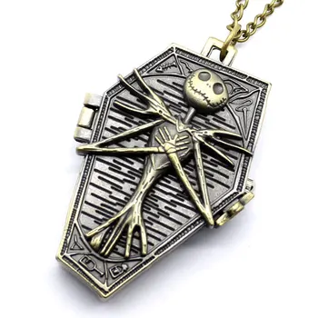 

Retro Nightmare Before Christmas Design Fob Pocket Watch With Necklace Chain Free Shipping
