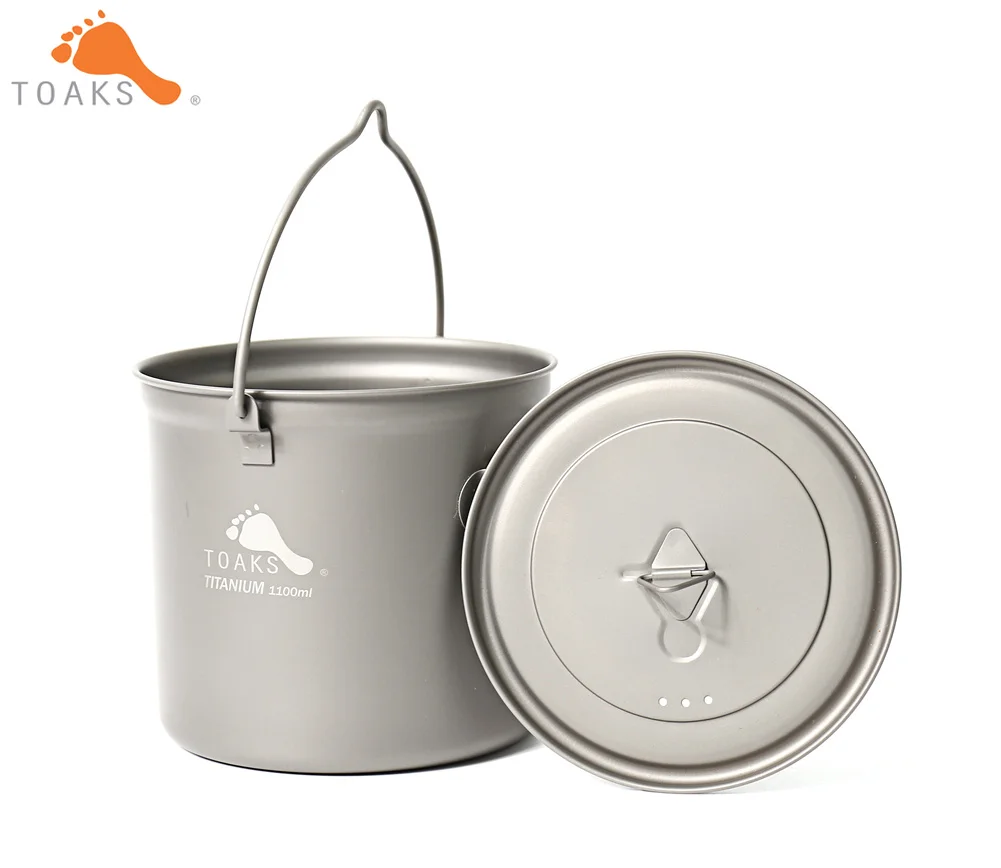 TOAKS POT-1100-BH titanio Camping al aire libre colgando con estribo fácil llevar 1100 ml 145g