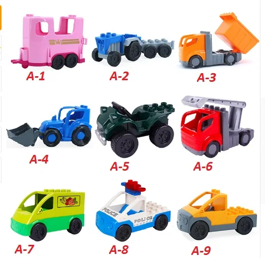 

Car Engineering jeep police Pickup Vehicle Set Big Building Blocks legoingly accessory kid Gift Toys Compatible Duplo Bricks