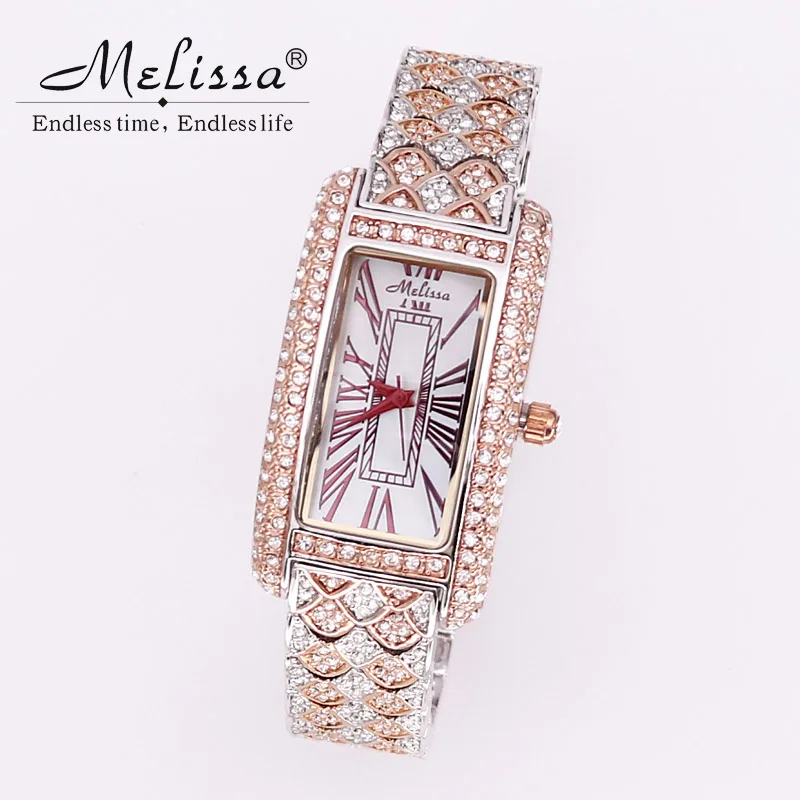 Топ Melissa Lady Для женщин кварцевые часы Японии модное платье браслет со стразами